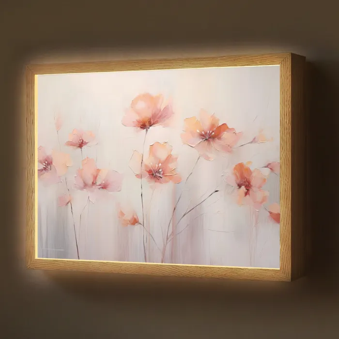 Klaproos - Bloemen - Kunst - Abstract - Watercolor Light Box met batterij (Wandlamp) middel -z3d_website