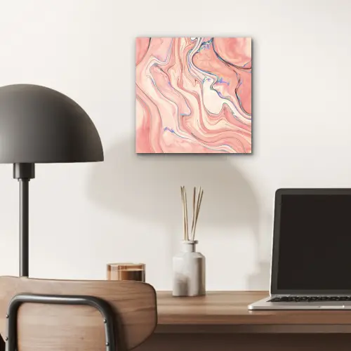 Marmer - Pastel - Roze - Blauw - Marmerlook - Abstract aluminium wit klein -sfeer5