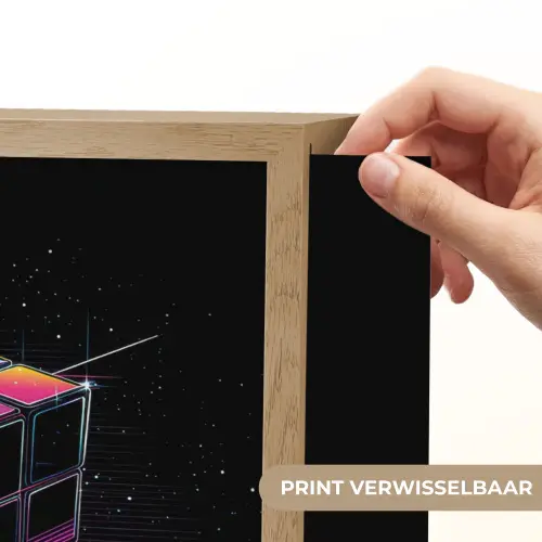 Kubus - Kleurrijk - Raster Light Box met batterij (Wandlamp) middel -USP_websiteprintNL