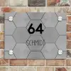 Grijze tegels - Modern Naambord Rechthoek middel -sfeer3