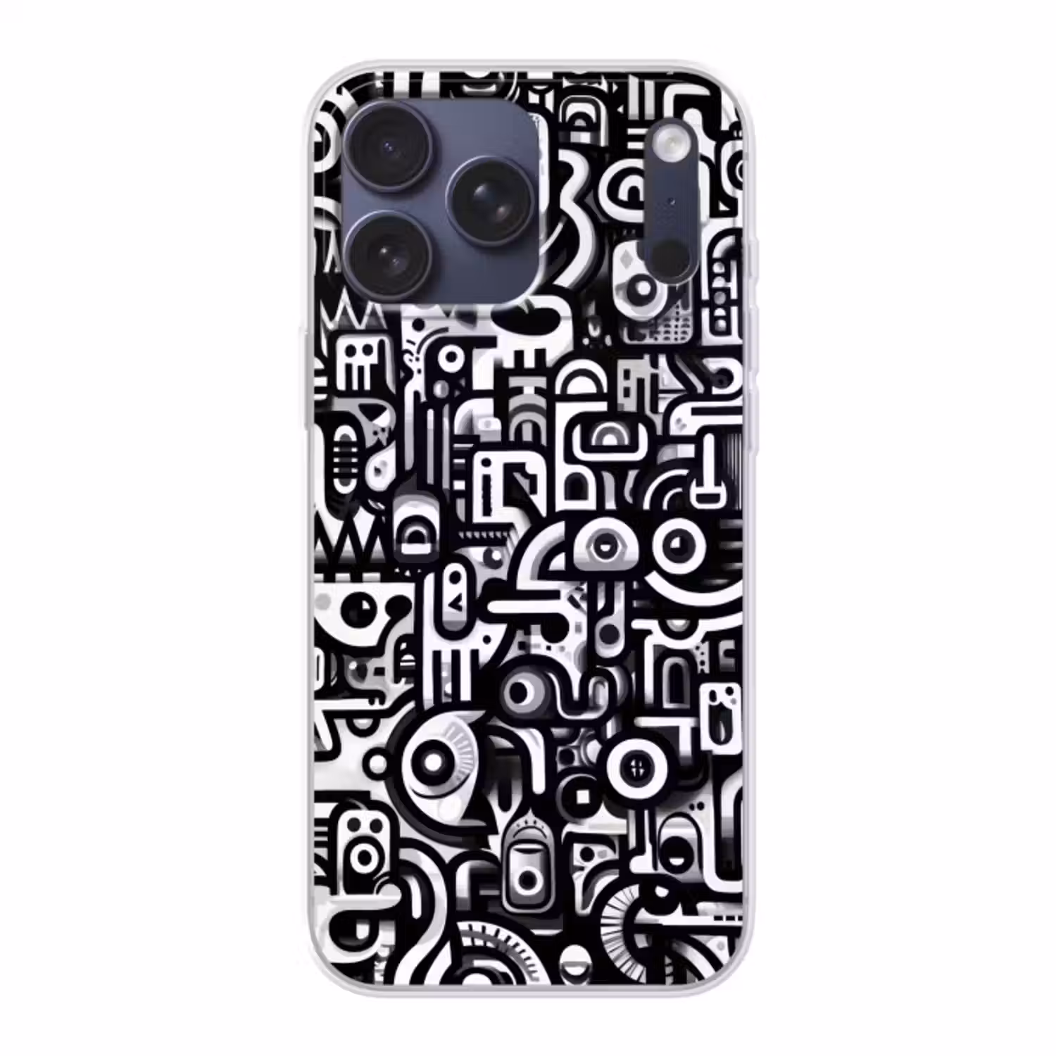 Telefoonhoesje Softcase - Symbolen - Abstract - Grafisch - Zwart