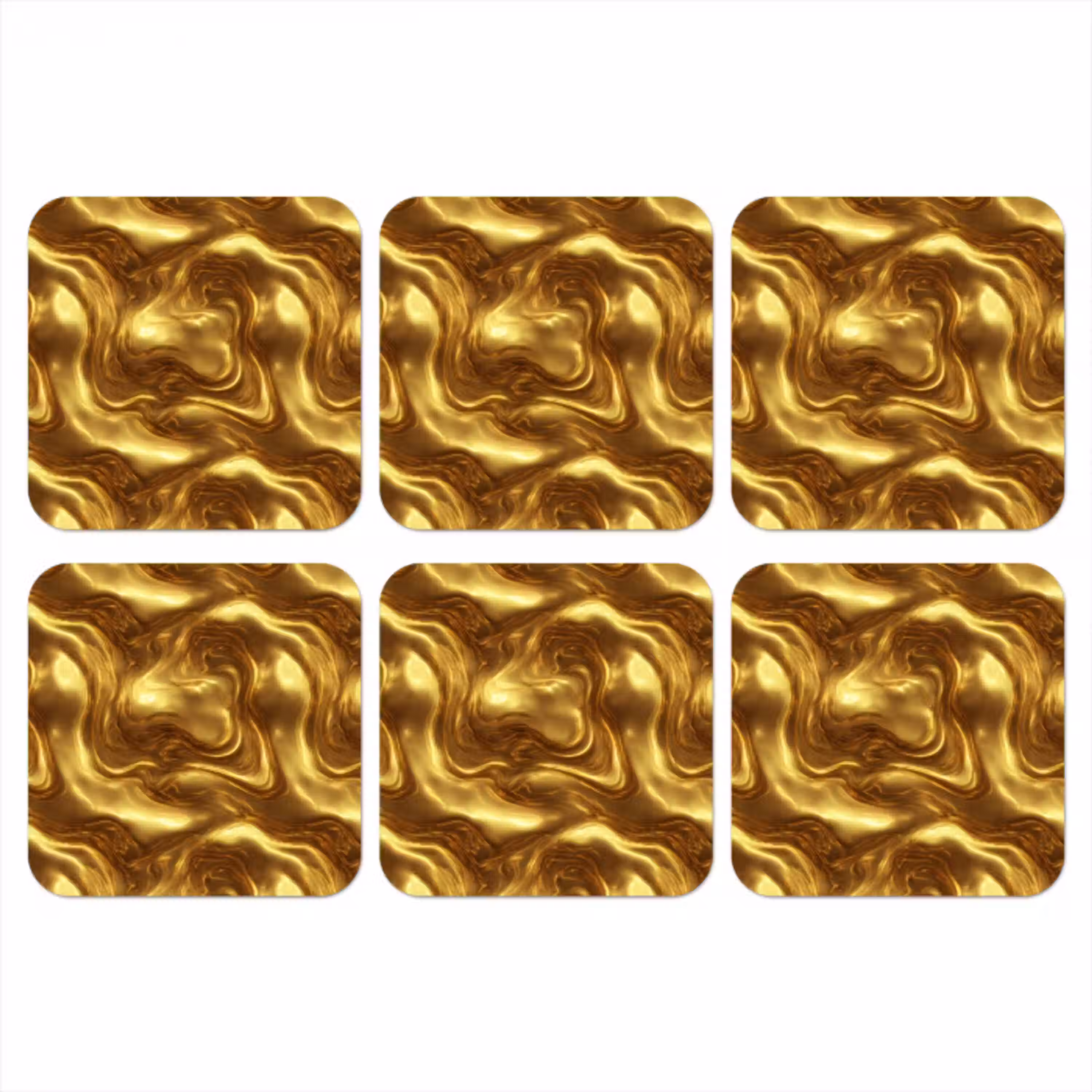 Textuur - Vloeibaar - Organisch - Goud onderzetter kurk middel 366 -3d