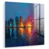 Skyline - Penseelstreken - Donkerblauw - Lichtgevend plexiglas 5mm klein -zzzproduct_nieuw