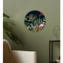 Jungle - Planten - Dieren - Kinderen - Flamingo - Zebra Wandcirkel kunststof plaat 5mm dik klein -sfeer3