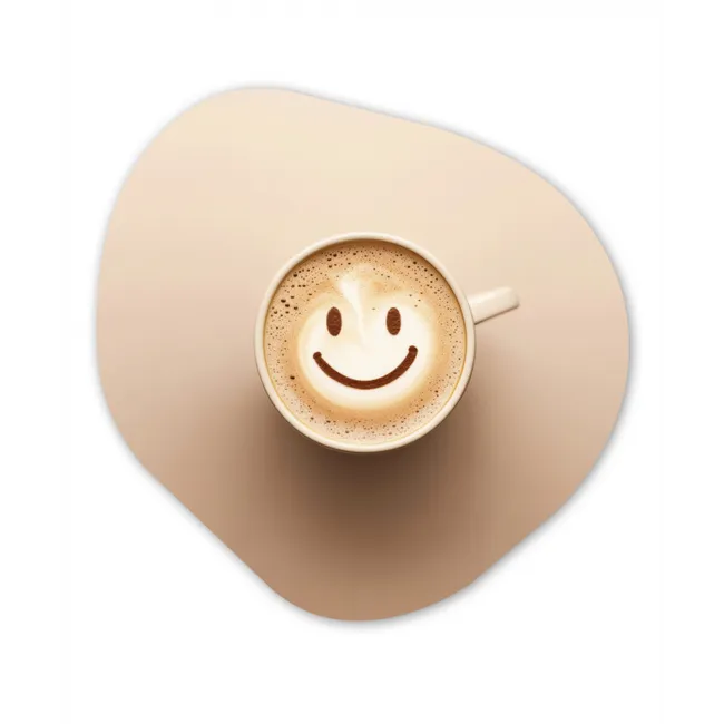 Organisch schilderij forex - Koffie - Melkschuim - Lach - Beige