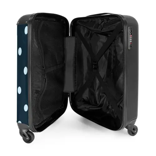 Blauw stippen patroon NBS - Handbagage koffer - Unisex middel -binnenkant