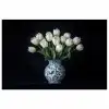 Wit - Bloemen - Tulpen - Vaas poster papier klein -3d