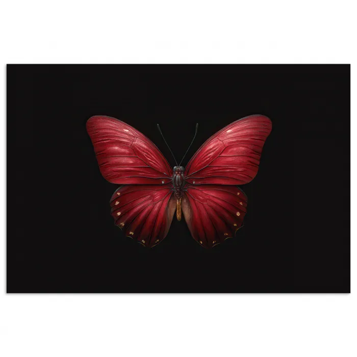 Vlinder - Rood - Minimalistisch poster papier klein -3d