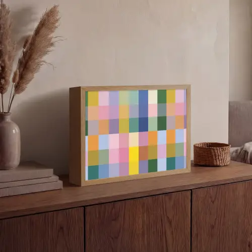 Blokken - Vierkant - Patroon - Gekleurd Light Box met batterij (Wandlamp) middel -sfeer2