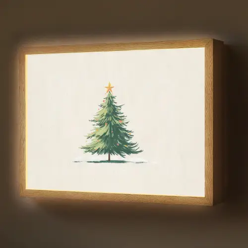 Kerstboom - Illustratie - Ster - Sneeuw Light Box met batterij (Wandlamp) middel -z3d_website
