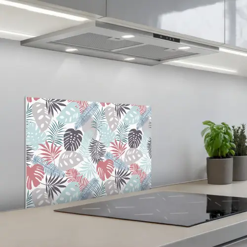 Bladeren - Jungle - Pastel - Tropisch keuken achterwand spatscherm klein -3d_schuin