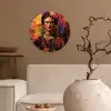 Vrouw - Bloemen - Papegaai - Schilderachtig Wandcirkel kunststof plaat 5mm dik klein -sfeer1