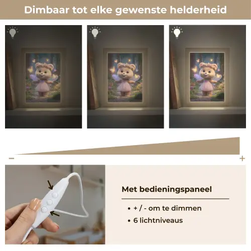 Teddybeer - Bloemenkrans - Vlinders - Elfenvleugels Light Box met kabel klein -USP_dimbaarNL