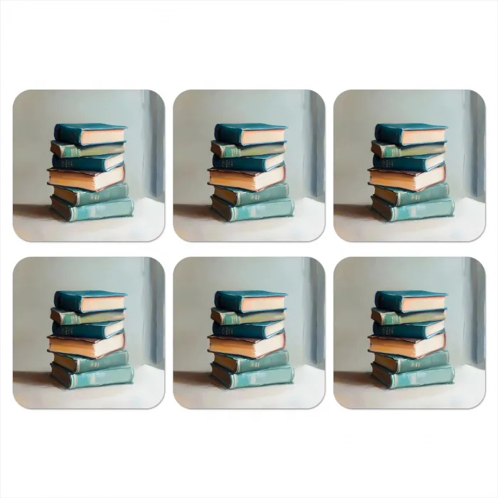 Stapel - Boeken - Groen - Daglicht onderzetter kurk middel -3d