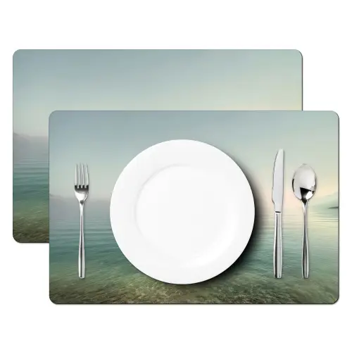 Zee - Horizon - Blauw - Mist Placemat vinyl groot -zzsfeer2_Kitchenyeah-website