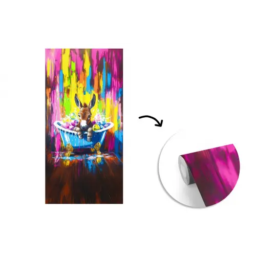 Ezel - Badkuip - Roze - Schuim fotobehang vinyl groot -3d