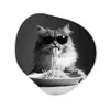 Langharige kat - Zonnebril - Spaghetti - Humor - Zwart - wit Wandcirkel Organisch Aluminium middel -3d