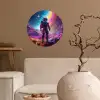 Ruimte - Astronaut - Neon - Sterren Wandcirkel behangsticker klein -sfeer1