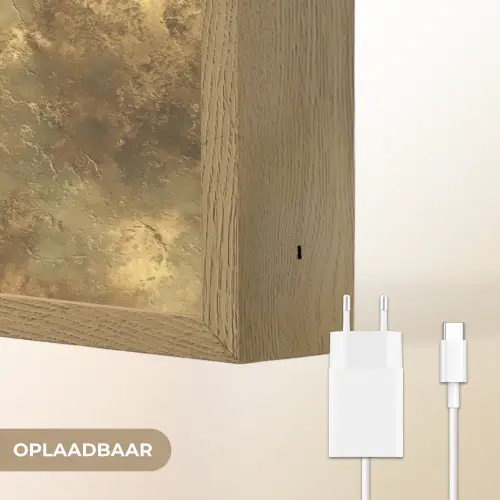 Antiek - Metaallook - Goud Light Box met batterij (Wandlamp) middel 907 -USP_websiteoplaadbaarNL