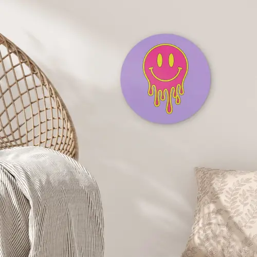 Smiley - Drip - Neon Akoestische PET Vilt - Rond klein -sfeer4