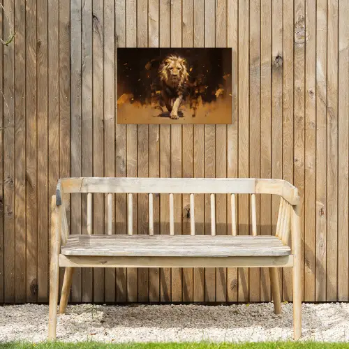 Leeuw - Geschilderd - Abstract - Goud Tuinposter op houten frame 2 cm dik klein -sfeer4