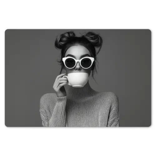 Vrouw - Koffie - Zwart - Wit Placemat vinyl groot -zzsfeer1_Kitchenyeah-website