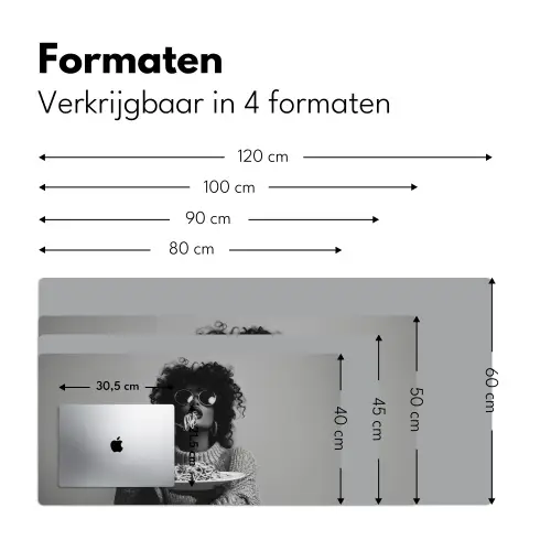 Vrouw - Pasta - Zwart - Wit Muismat XXL klein -sfeer5