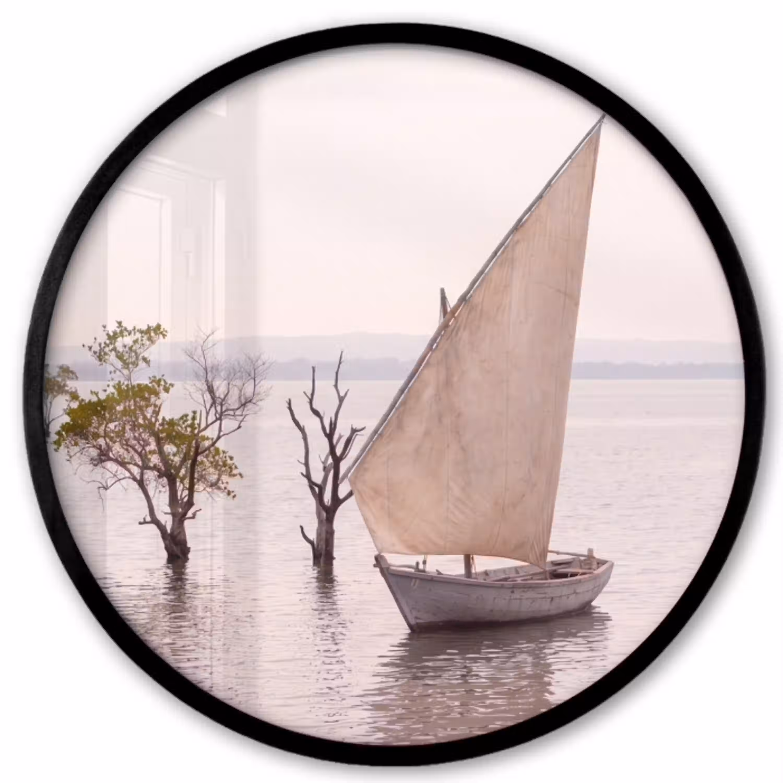 Boot - Zeil - Water - Tropisch - Natuur Fotolijst rond zonder passe partout klein -3d