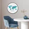 Wereldkaart - Blauw - Kleurrijk Fotolijst rond zonder passe partout klein -sfeer2