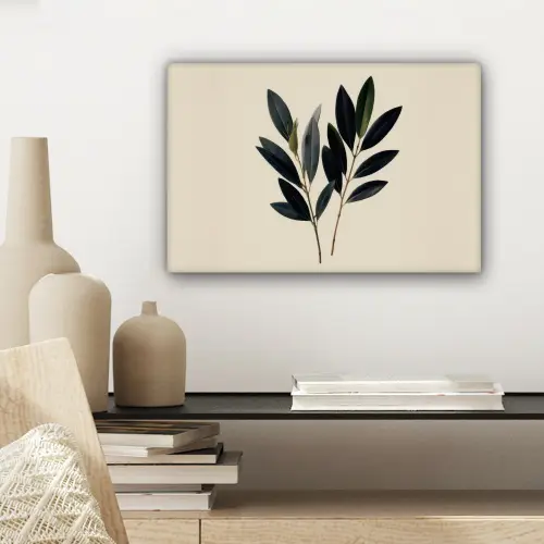 Ovaalvormige bladeren - Diep groen - Symmetrisch canvas 2cm klein -sfeer6