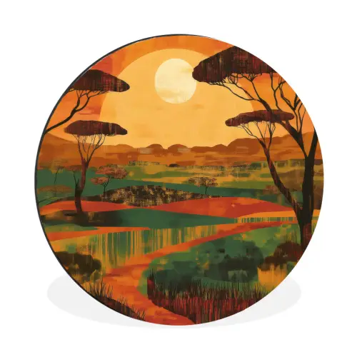 Landschap - Afrikaans - Zon Wandcirkel aluminium klein -3d