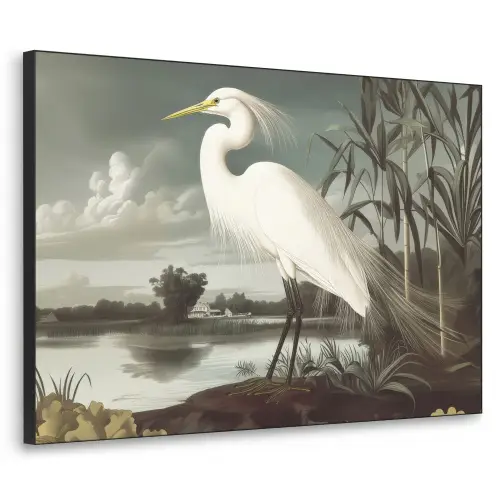 Reiger - Planten - Wolken - Wit Textielframe - compleet frame klein -3d