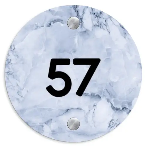 Blauw marmer - Traditioneel Naambord Rond klein -3d