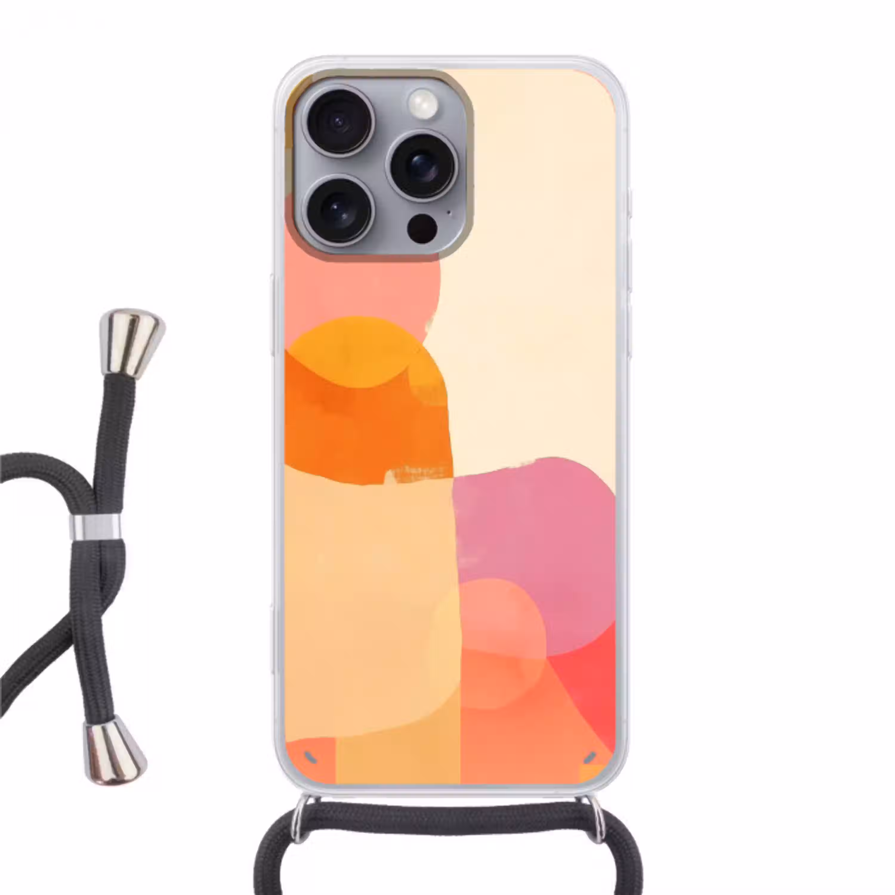 Vormen - Abstract - Kleurrijk Hoesje iPhone 16 Pro Max met koord klein -3d