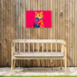 Kat - Kimono - Bloemen - Roze Tuinposter op houten frame 2 cm dik klein -sfeer4