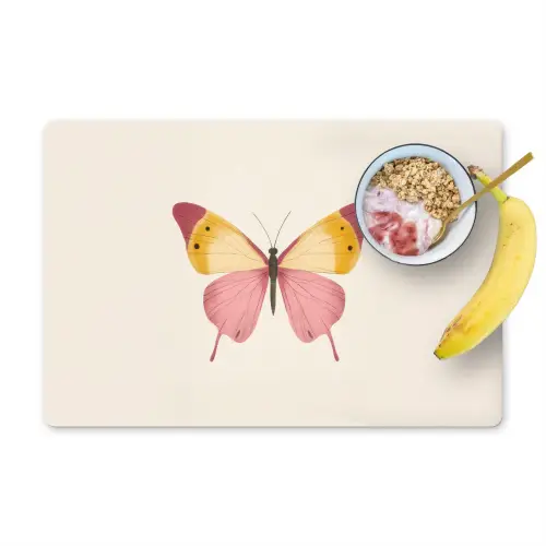 Vlinder - Illustratie - Roze Placemat vinyl groot -zzzproduct_Kitchenyeah-website