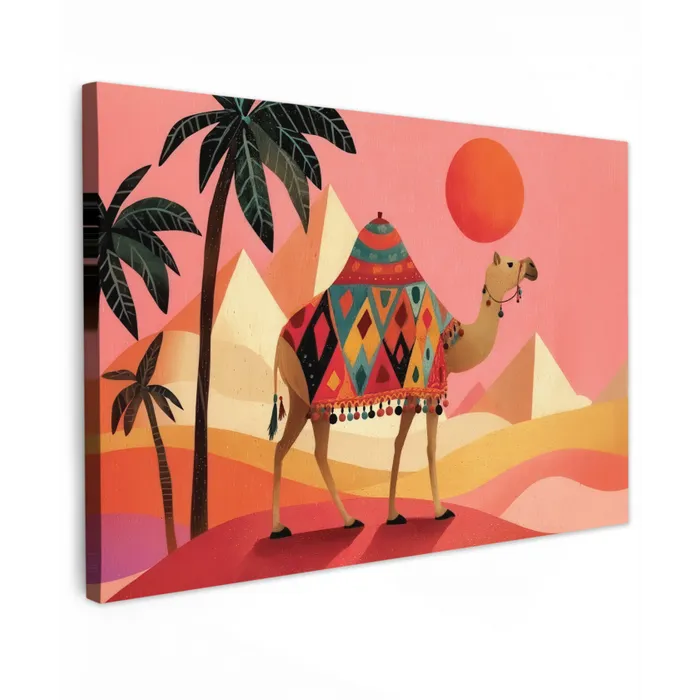 Kameel - Pyramides - Rode zon canvas 2cm klein -z3d