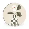 Vaas - Geruit - Groen - Bloem Wandcirkel aluminium klein -3d