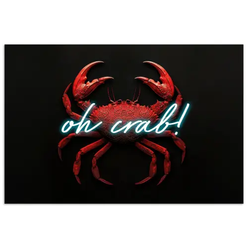 Krab - Rood - Neon - Quote poster papier klein -3d