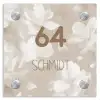 Beigefarbene Blumen - Modern Naambord Vierkant klein -3d