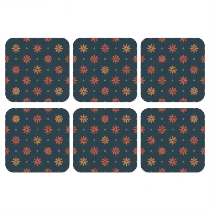Patroon - Sneeuwvlokken - Blauw onderzetter kurk middel 366 -3d
