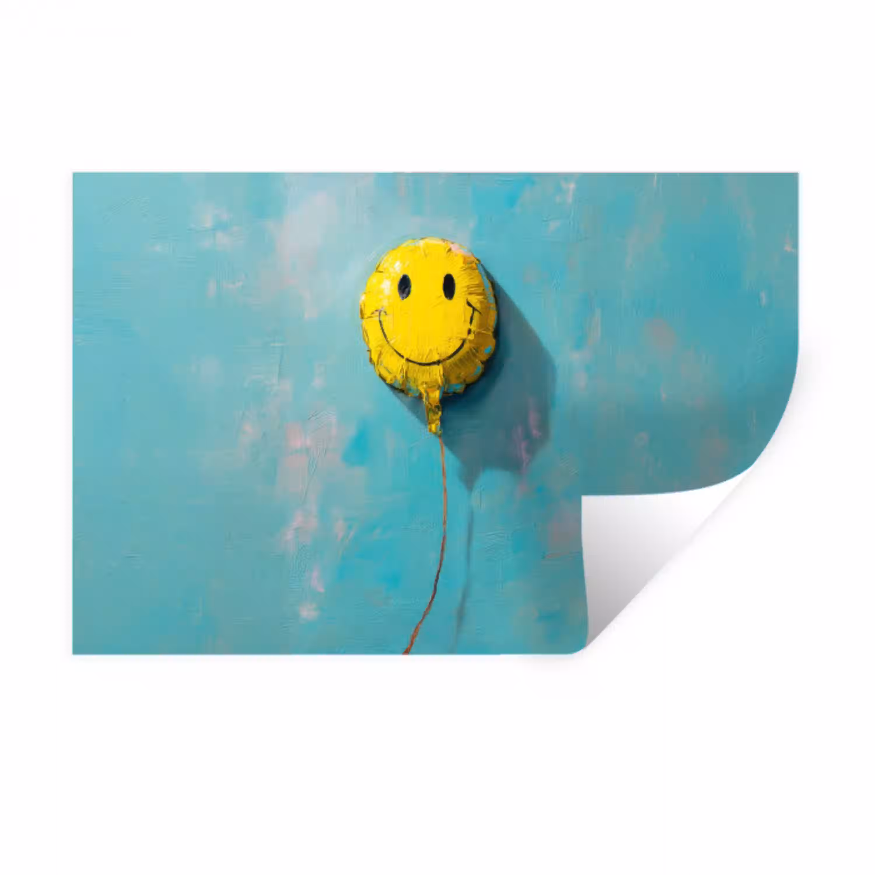 Ballon - Geel - Smiley Muursticker klein -3d