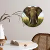 Olifant - Natuur - Gras - Dieren - Landschap Wandcirkel kunststof plaat 5mm dik klein -sfeer4