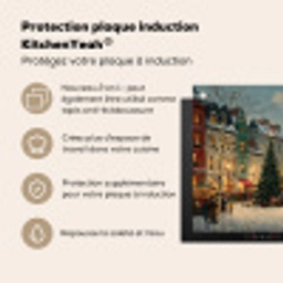 Kerstsfeer - Stadsplein - Kleurrijk Inductie beschermer vinyl 3mm middel -zzzzzzusp-haakje_FR