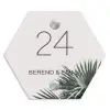 Lichtroze met palmblad - Klassiek Naambord Hexagon klein -3d