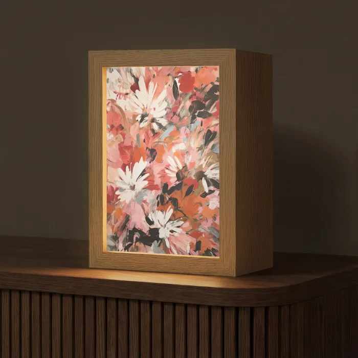 Bloemen - Kunst - Abstract - Verf Light Box met kabel (Tafellamp) klein -z3d_website