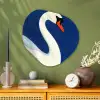Zwaan - Wit - Snavel - Illustratie Wandcirkel Organisch Aluminium middel -sfeer2