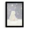 Ijsbeer - Sneeuw - Sterren - Blauw fotolijst zwart zonder passe partout klein -3d