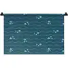 Zee - Donkerblauw - Golf - Vis Wandkleed katoen klein 269 -zz3d