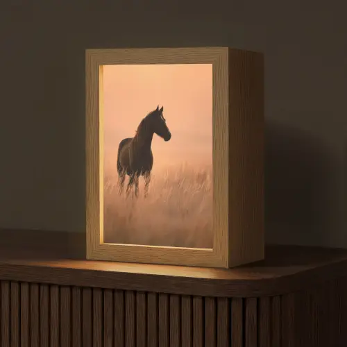 Paard - Grasveld - Zonsondergang Light Box met kabel (Tafellamp) klein -z3d_website
